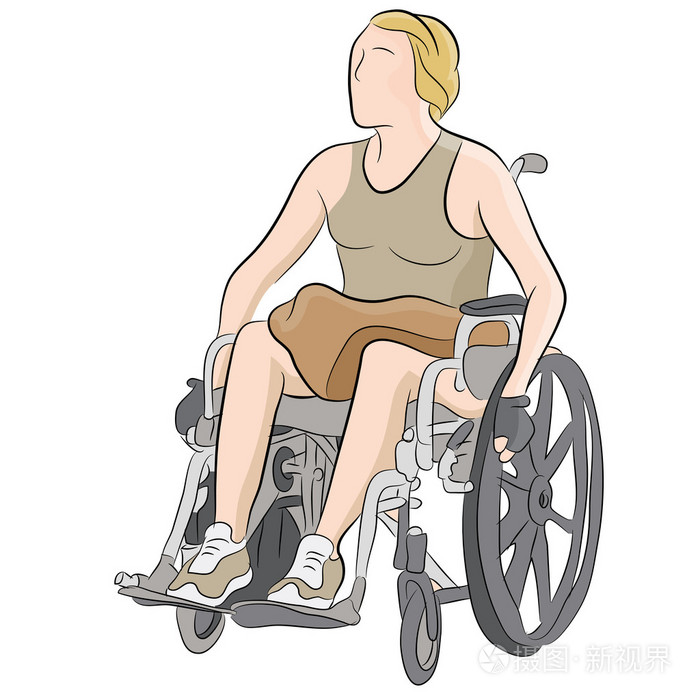 坐在轮椅上的残疾的女