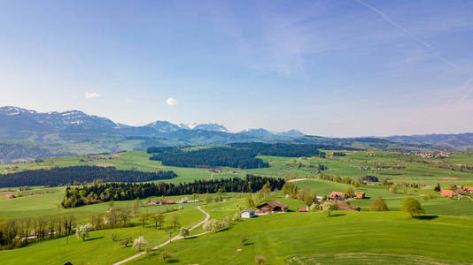 fres 阿尔卑斯山山水田园风光全景