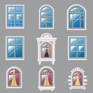 设置不同的窗口, 元素为建筑学, 载体, 例证, 隔绝