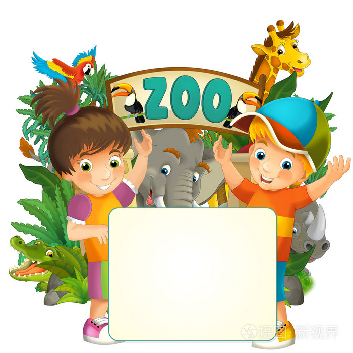卡通动物园游乐园为儿童文本的空间图