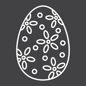 复活节彩蛋线图标, 复活节和假日, 庆祝标志矢量图形, 在黑色背景上的线性模式, eps 10