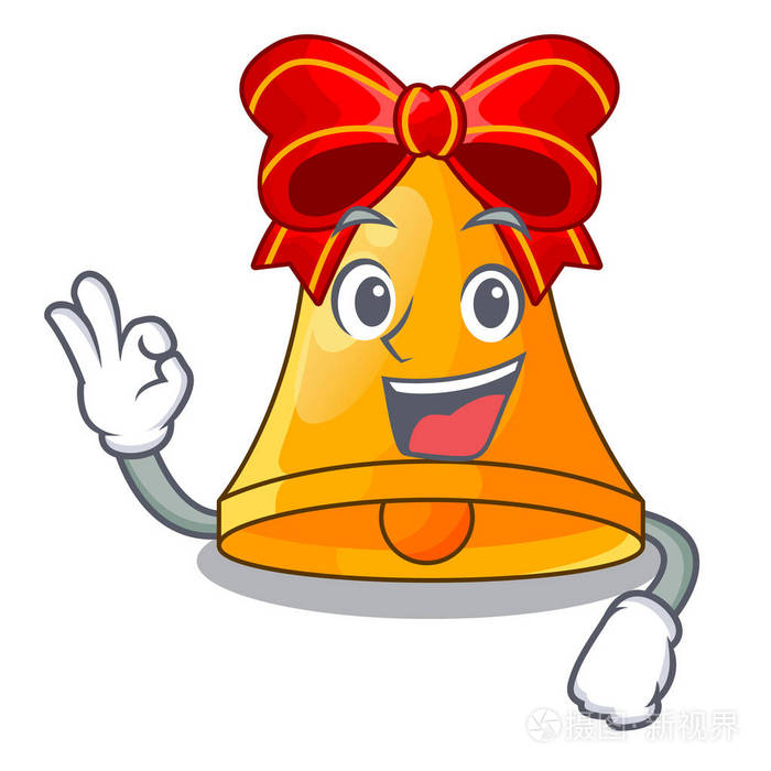 好吧卡通圣诞钟声与红色弓矢量插图