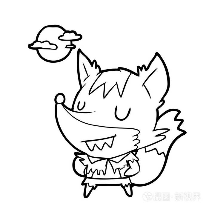 万圣节狼人线画