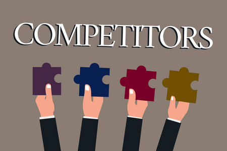 概念手写显示竞争对手.商务照片文本人参加体育比赛商业竞赛照片