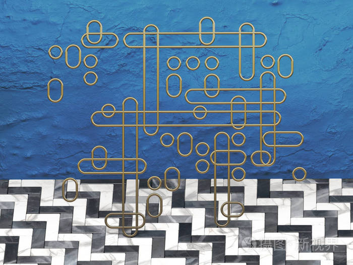 用几何形状和形式绘制抽象构图.现代室内或工业设计趋势的概念.