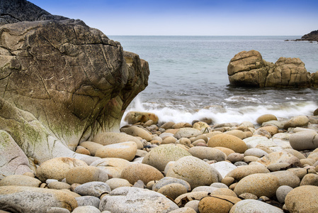 美丽风景的波思南文  海滩 cornwall 英格兰