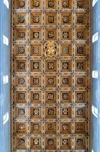 在大厅里的比萨大教堂的天花板。广场 dei miracoli，比萨，意大利