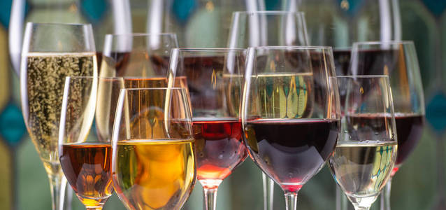 香槟, 白色, 玫瑰和红色赢得和饮料玻璃背景