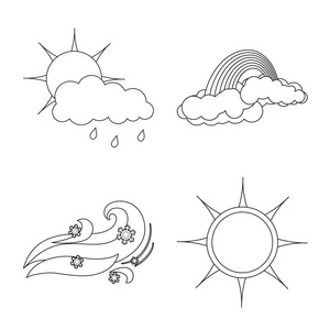孤立的天气和气候标志对象。收集天气和云彩股票向量例证