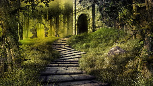 在森林里的废墟照片