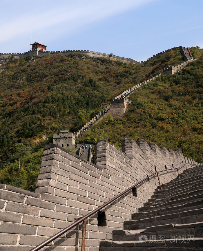 中国的长城,北京北部风景最美的部分之一的视图