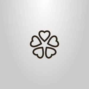 五颗心形花瓣的黑白简单向量花符号