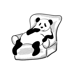 关于熊猫的图嘟嘟熊猫坐在沙发上,线稿矢量图照片