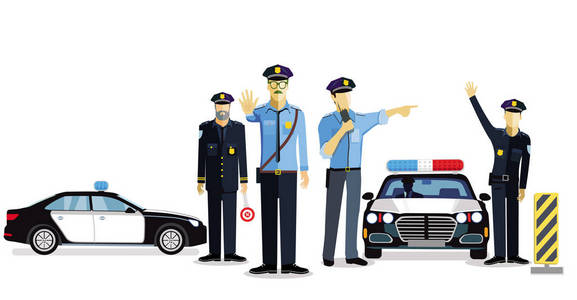 警察部门cana加拿大夜间追捕银行抢劫犯的警察可爱的卡通警察一套可爱