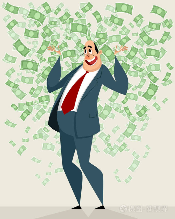 生意人在金钱雨插画-正版商用图片0737o5-摄图新视界