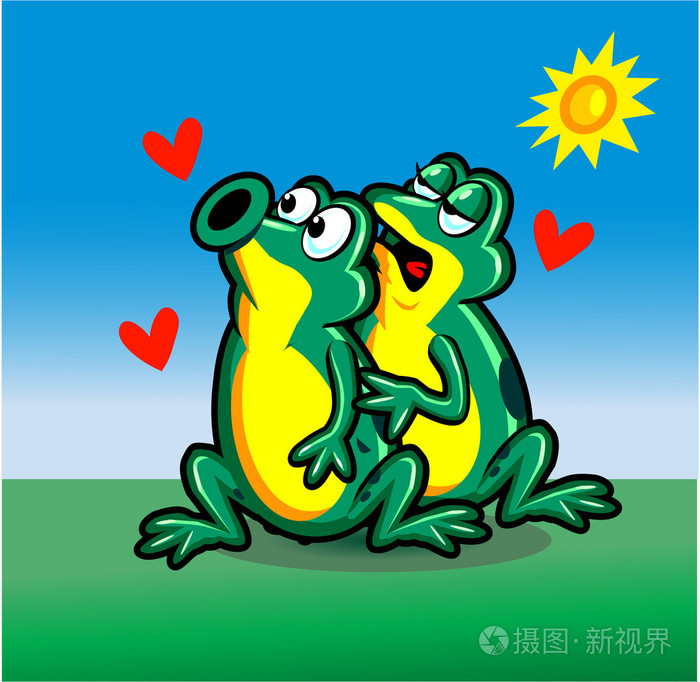 在爱的卡通青蛙