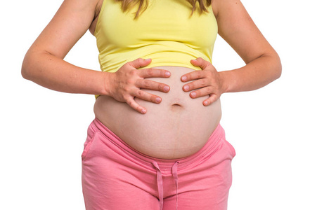 孕妇胃痛胃灼热和怀孕概念