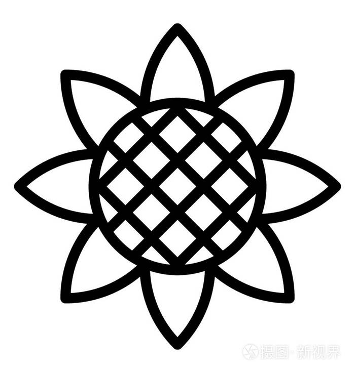 向日葵线矢量图标的明亮特写插画-正版商用图片073f8o-摄图新视界