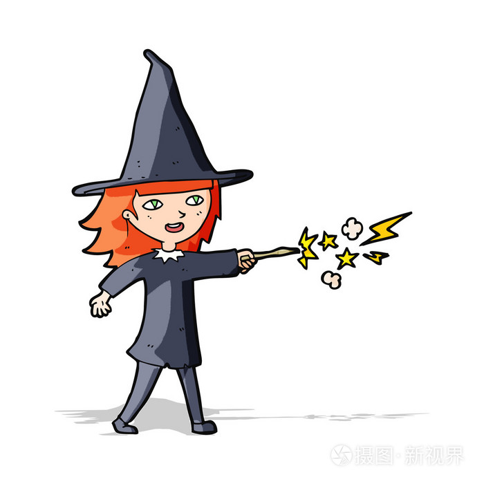 卡通巫婆女孩魔法