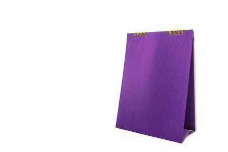 紫色的空白纸台历螺旋