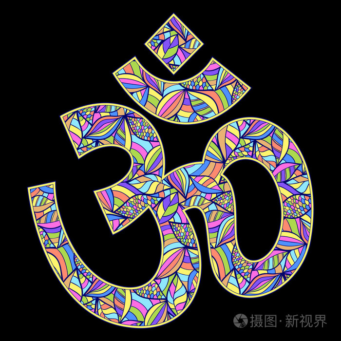 黑色背景上 om 符号