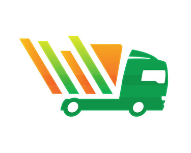 快车图现代卡车物流配送标志-绿色环保快车照片