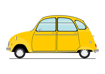 卡通复古车.侧面视图.平面矢量照片