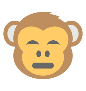 滑稽的猴子面孔 emoji 表情以恼怒的表示