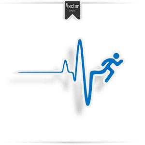 心跳使奔跑人符号股票载体。健康理念, 创意设计