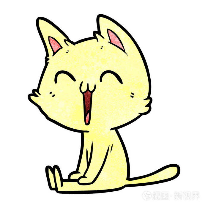 快乐卡通猫矢量插画