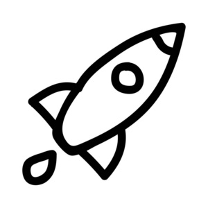 太空火箭, 启动平面图标在白色背景, 矢量, 插图隔离