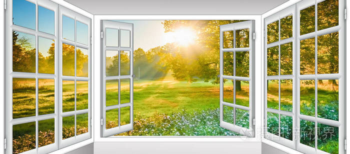 打开窗口的云阳光