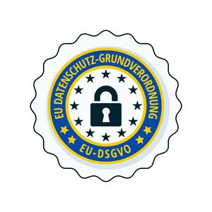 欧盟Dsgvo 平面标签与挂锁图标, 矢量, 插图