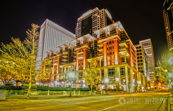 夏洛特市的天际线夜景