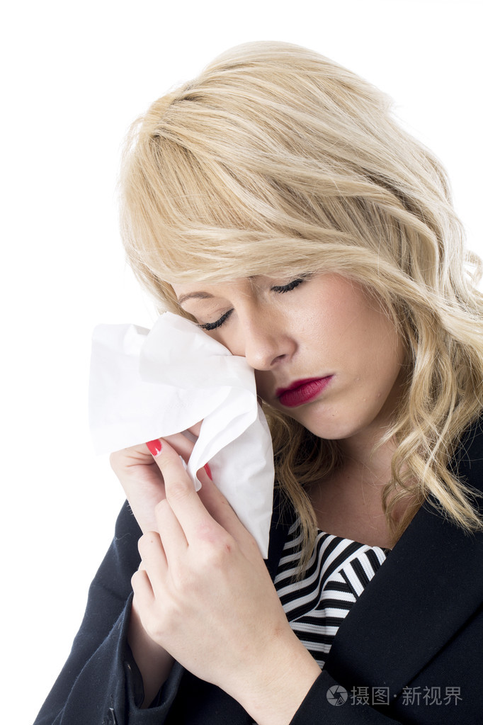 生气的年轻商业女人在哭