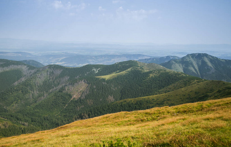 山上美丽的夏日风景。自然风景在山, 国家公园。Tatra 山脉在斯洛伐克, 欧洲