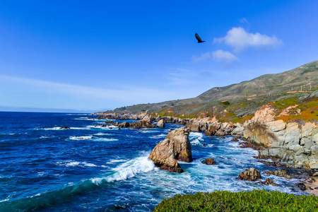 海岸的海洋。海海岸, 岩石, 海