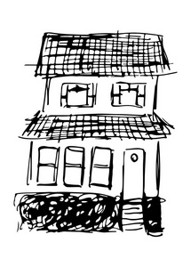 用黑胶笔画房子