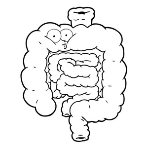 不健康的消化系统.胃肠道疾病,问题.卡通人体器官套.