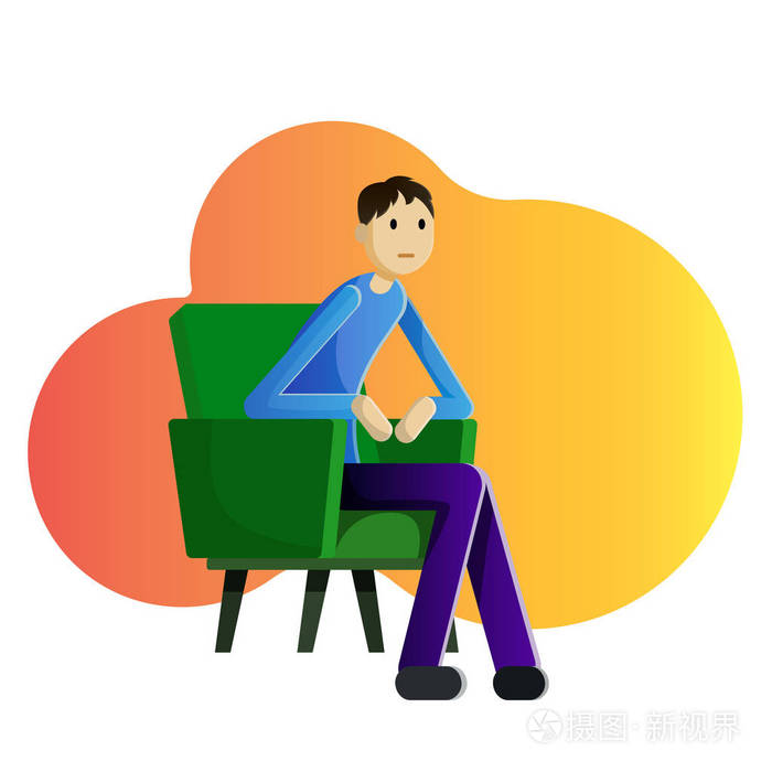 坐在扶手椅和看电视矢量插图的家伙