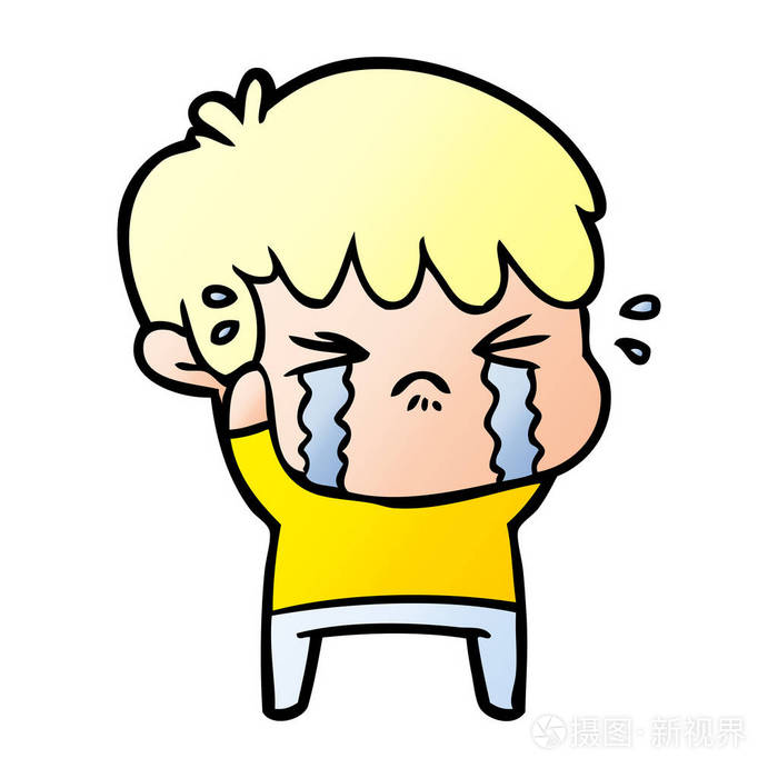 卡通男孩哭泣的媒介例证