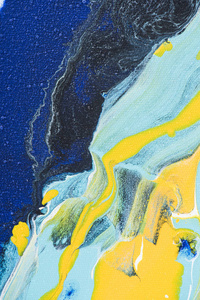 抽象色背景与黄色和蓝色丙烯酸油漆