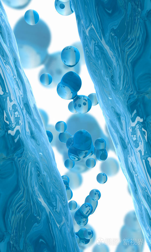 白色背景上的蓝色液体.流体 st