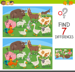 查找与农场动物的差异游戏