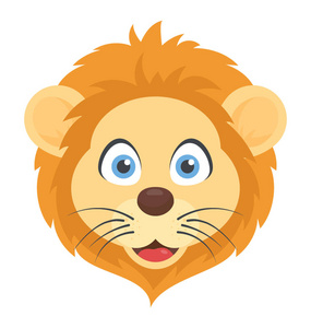 一个美丽的雄伟的国王动物狮子头插画