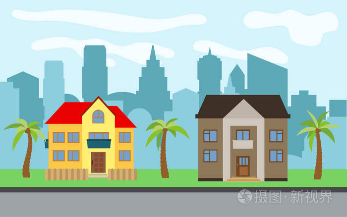 背景街景景观插画-正版商用图片074k9m-摄图新视界