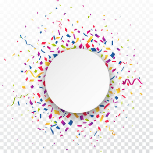 彩色矢量插图的生日贺卡背景。白色背景彩色五彩纸屑框架制作