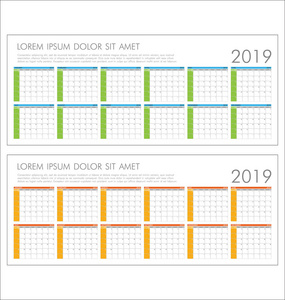 日历规划器2019年简单的最小设计模板