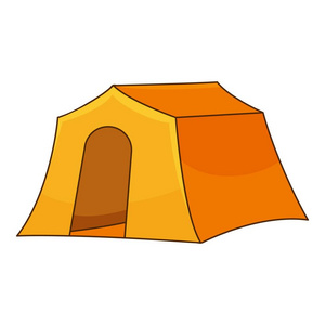橙色帐篷图标, 卡通风格