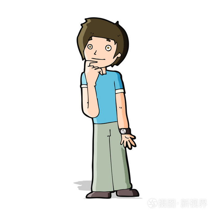 卡通男孩想知道